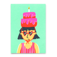 Deli Cards Postkarte "Birthday cake hat" | Lustige Karte zum Geburtstag