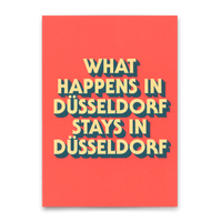 Deli Cards Postkarte "What happens in Düsseldorf" | Besondere Karte mit Spruch