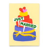 Deli Cards Postkarte "Just married cake" | Schöne Karte zur Hochzeit