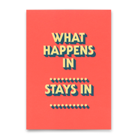 Deli Cards Postkarte "What happens in" | Lustige Karte mit Spruch für jeden Anlass