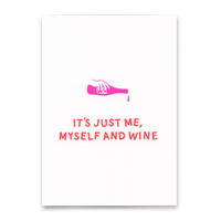 Deli Cards Postkarte "Me, myself and wine" | Lustige Karte mit Spruch für jeden Anlass