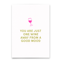 Deli Cards Postkarte "One wine away" | Lustige Karte mit Spruch für jeden Anlass