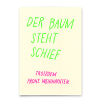 Deli Cards Postkarte "Der Baum steht schief" | Lustige Karte zu Weihnachten mit Spruch