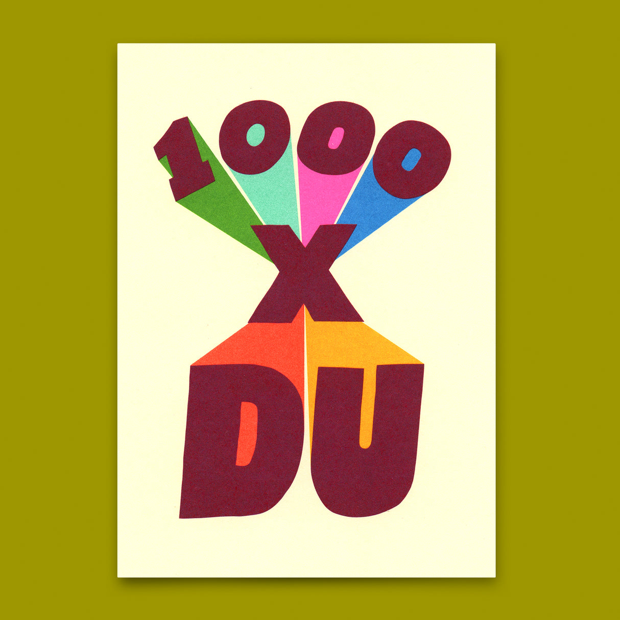 Deli Cards Postkarte "1000x du" | Coole Karte für Verliebte
