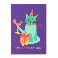 Deli Cards Postkarte "ConCatulations" | Lustige Karte mit Katzen-Motiv