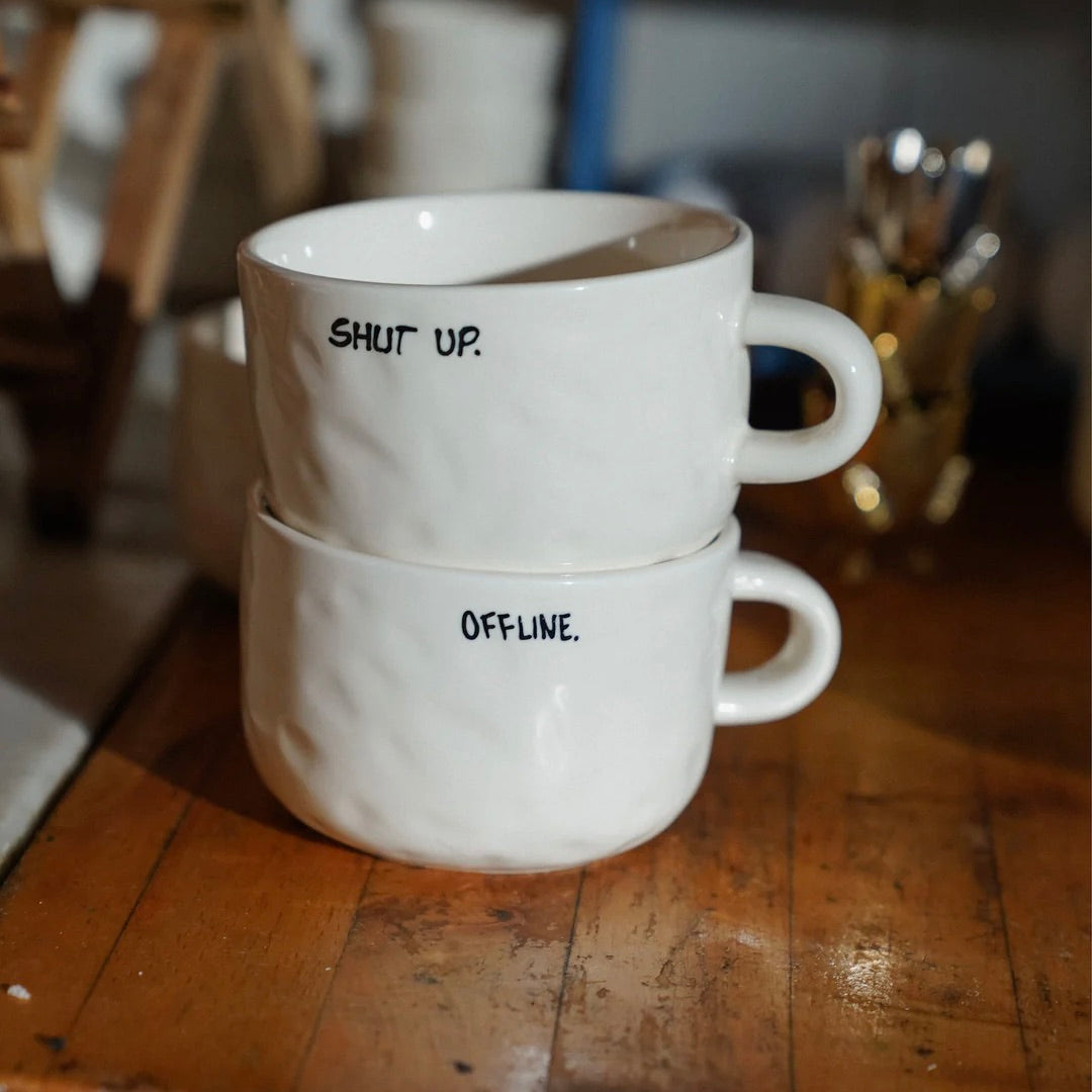 anna & nina Cappuccino-Tasse „Shut Up“ | Handbemalt | anna & nina