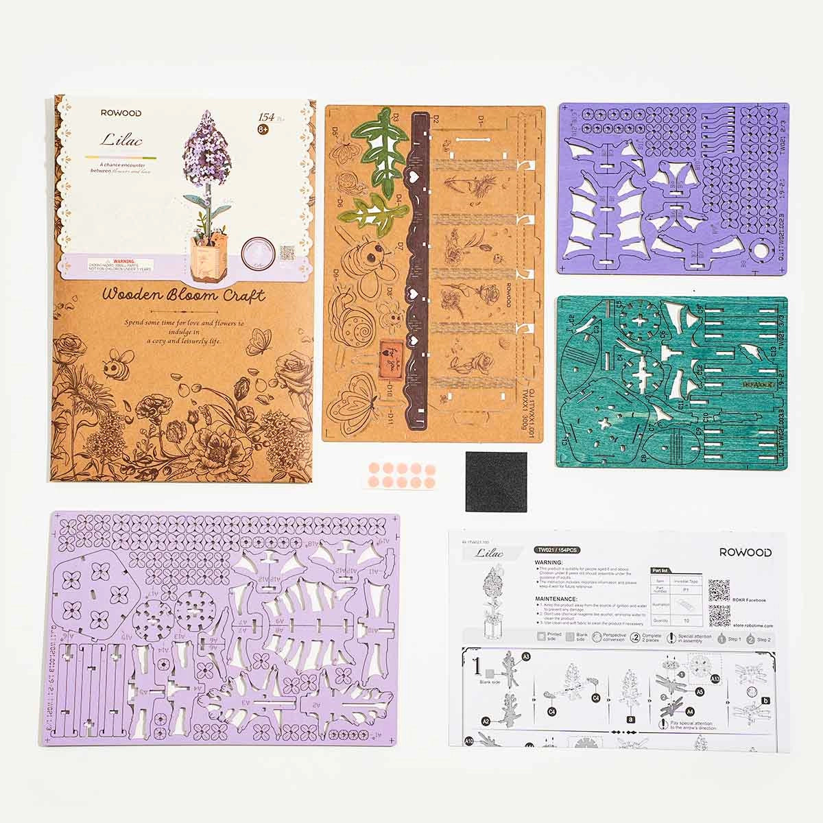 Rolife DIY-Blume „Lilac“ | Zarte Holzblume | Rolife