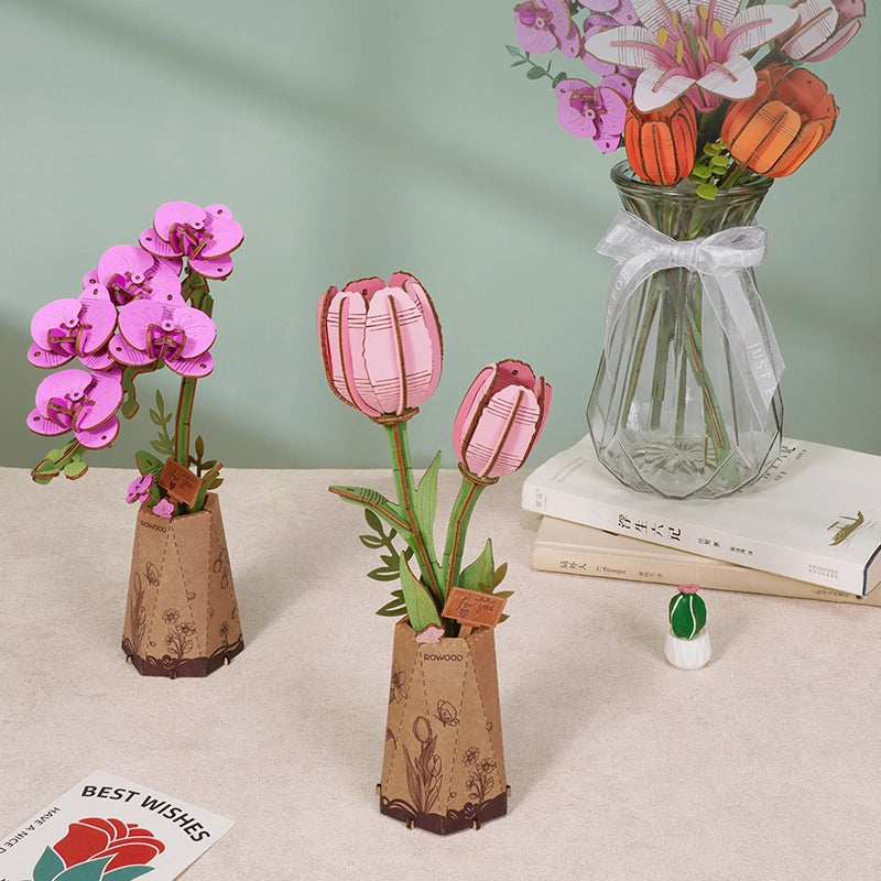 Rolife DIY-Blume „Purple Orchid“ | Elegante Holzblume | Rolife