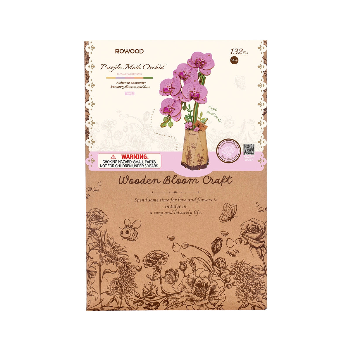 Rolife DIY-Blume „Purple Orchid“ | Elegante Holzblume | Rolife