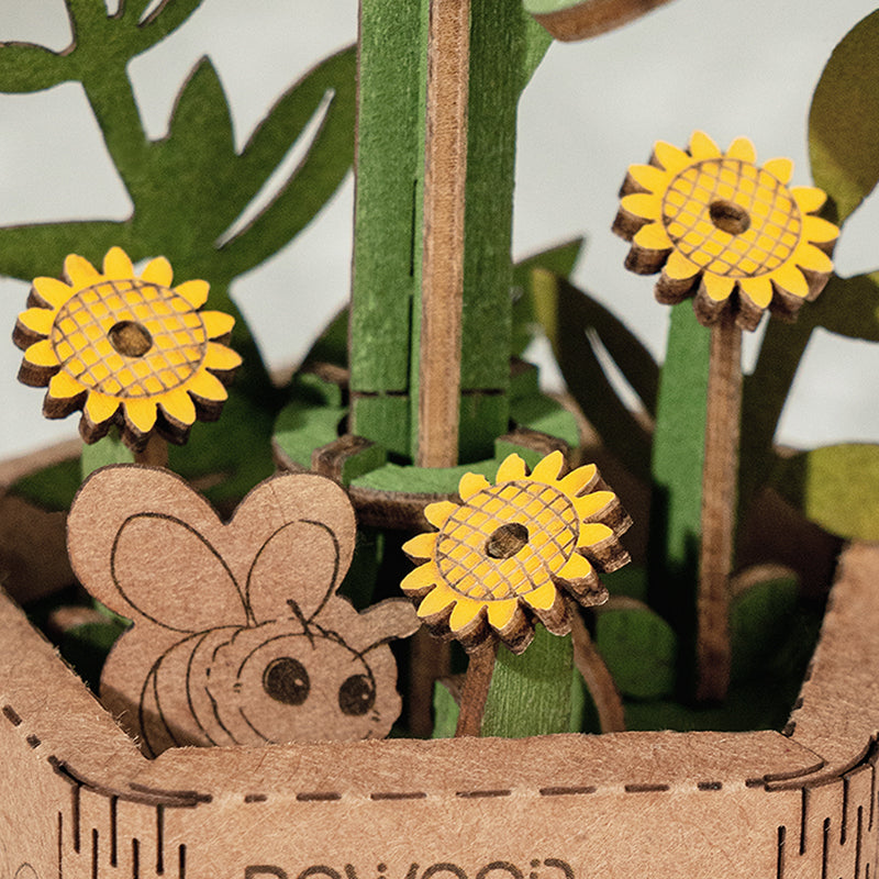Rolife DIY-Blume „Sunflower“ | Detailreiche Holzblume | Rolife