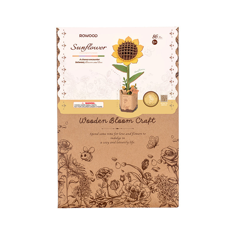 Rolife DIY-Blume „Sunflower“ | Detailreiche Holzblume | Rolife