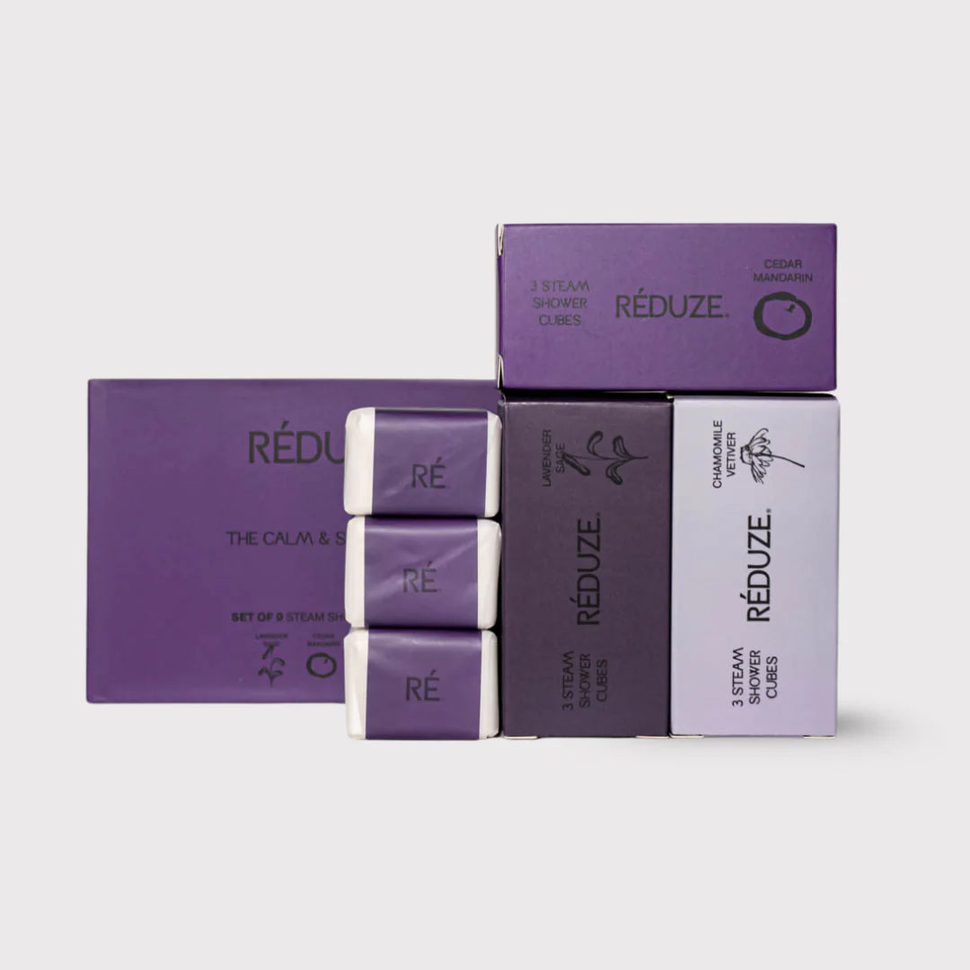 RÉDUZE Dampf-Duschwürfel “The Calm & Sleep Edit” 9 Stk. | Ruhe & Schlaf Set | RÉDUZE