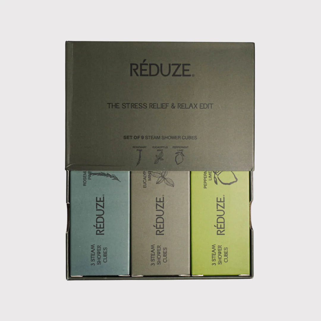 RÉDUZE Dampf-Duschwürfel “The Stress Relief & Relax Edit” 9 Stk. | Entspannungs Set | RÉDUZE