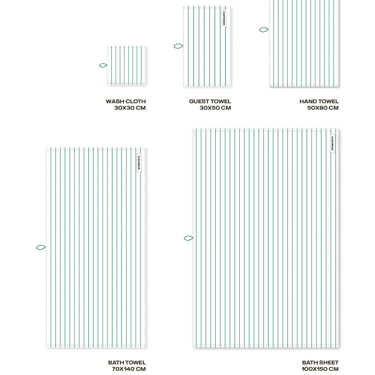 BONGUSTA Badelaken BONGUSTA “Naram Pure White & Grass” | 100x150 cm | Sanfte Farben