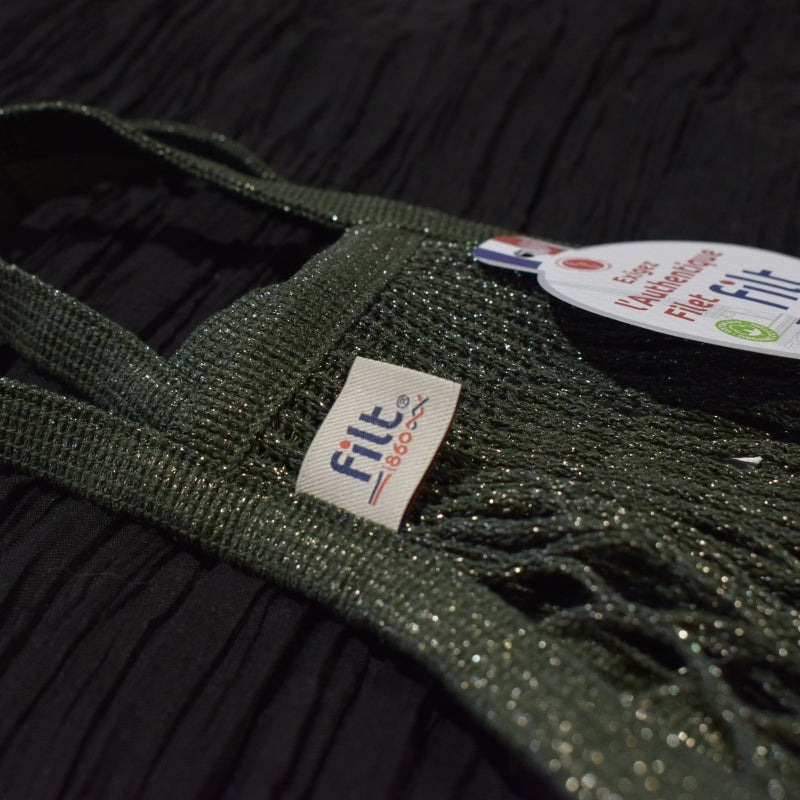 FILT1860 Einkaufsnetz “Filt 220” Khaki Glitter | Nachhaltige Netztasche | FILT1860