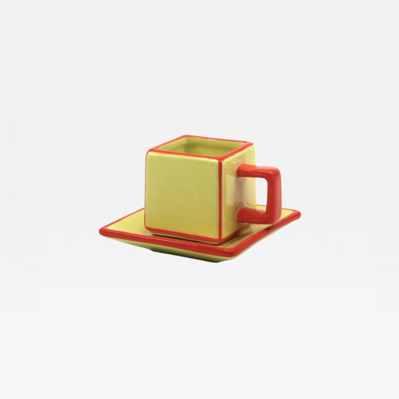 Table Machine Tassen “Coffee Cup Tile” 2 Stk. Yellow & Orange | 2er-Set | Table Machine