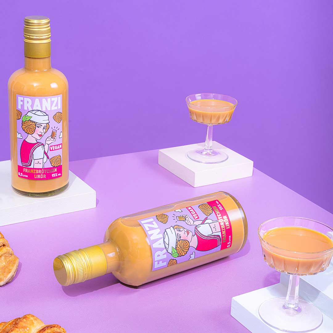 FRANZI Likör Franzi „Franzbrötchenlikör Vegan“ (500ml, 15% Vol.) | Süßer Genuss
