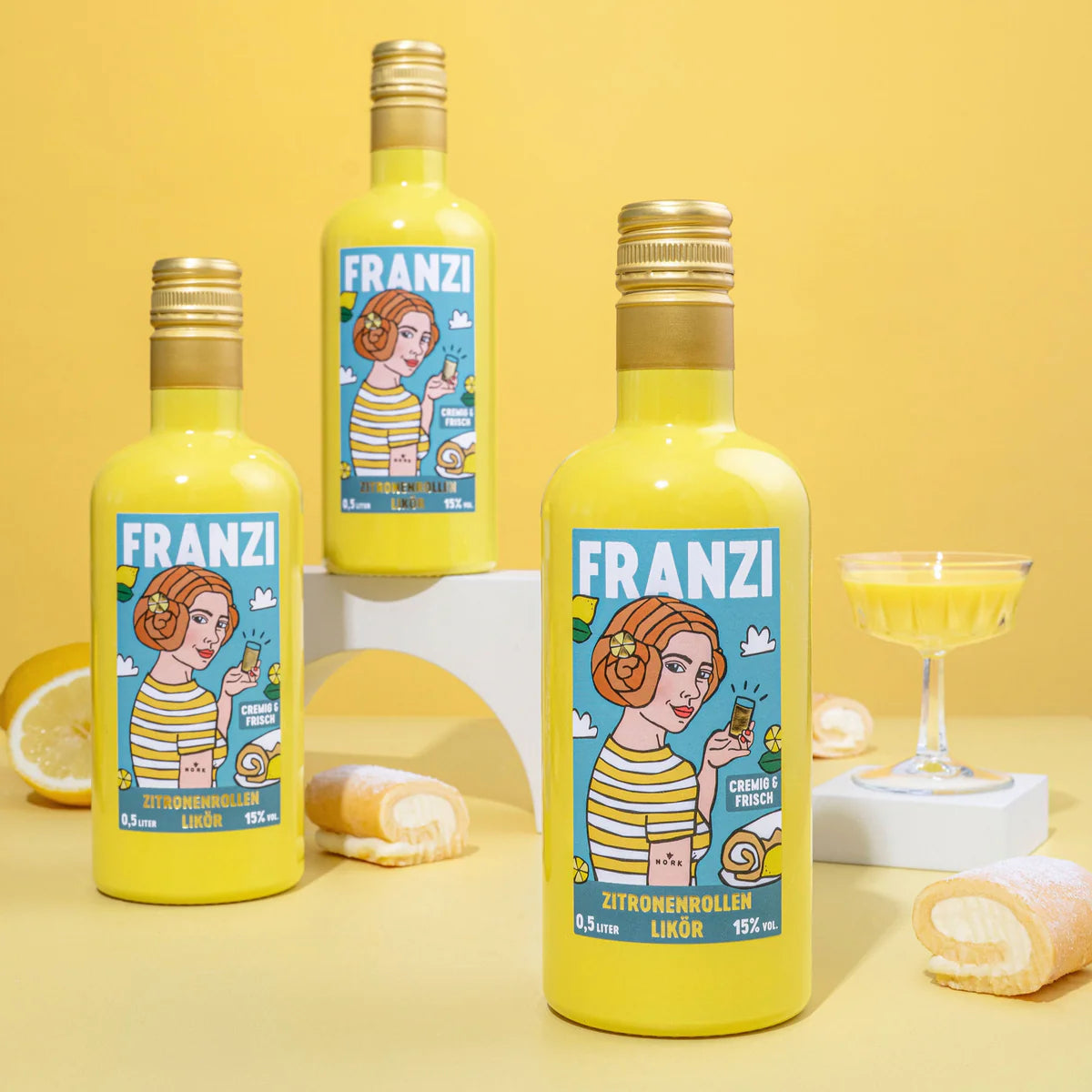 FRANZI Likör Franzi Zitronenrollen Likör | Cremiger Sommergenuss im Glas