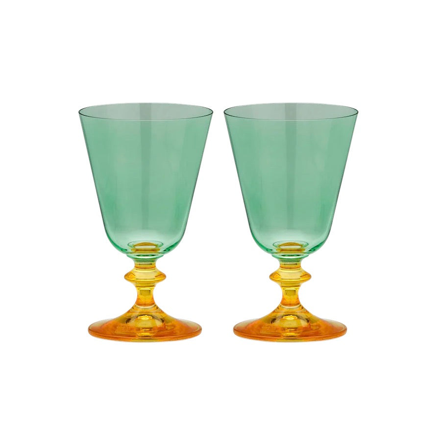 anna & nina Gläser Set „Arancia Short Wine Glas“ 2 Stk. | Handbemalt | anna & nina