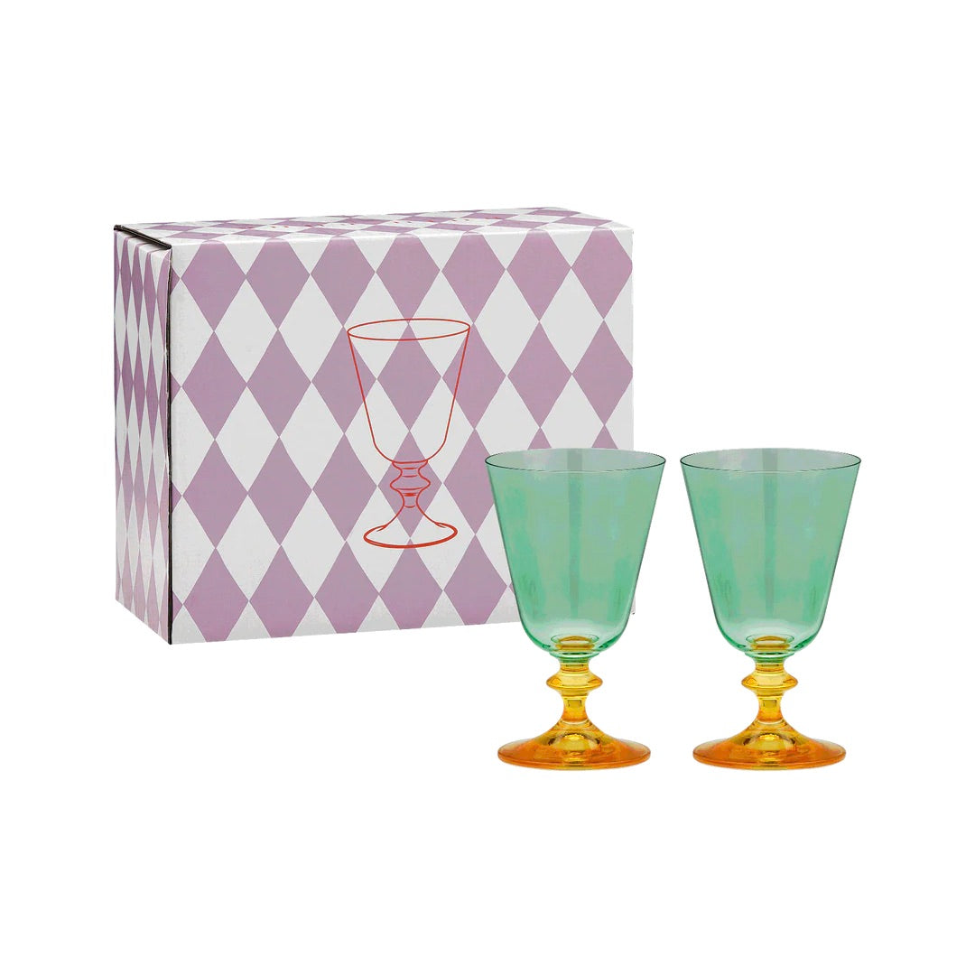 anna & nina Gläser Set „Arancia Short Wine Glas“ 2 Stk. | Handbemalt | anna & nina