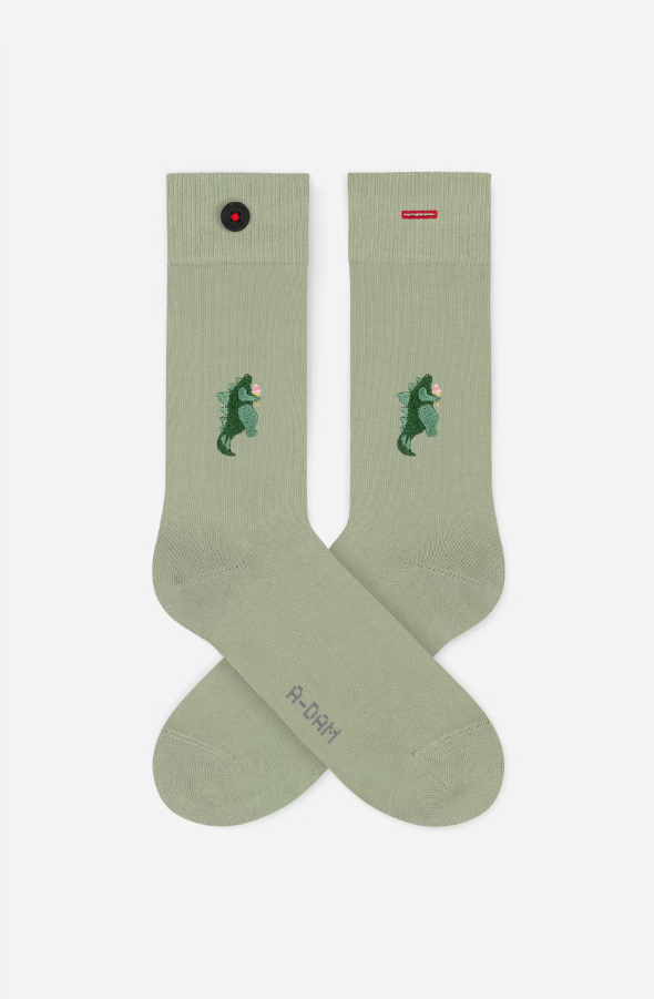 A-dam Socken "Green Zilla" | A-dam | Baumwollsocken mit Stickerei