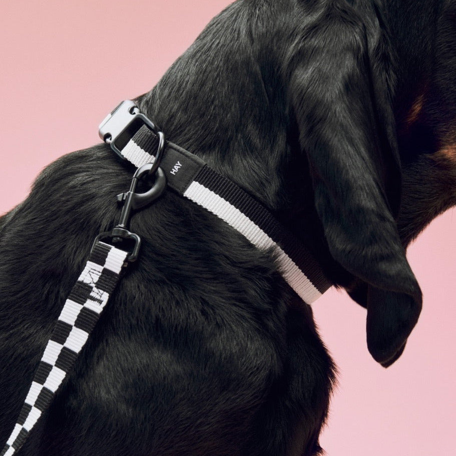 HAY Hundeleine „Flat Black & White Check (M/L)“ | Besonderer Look | HAY Dogs