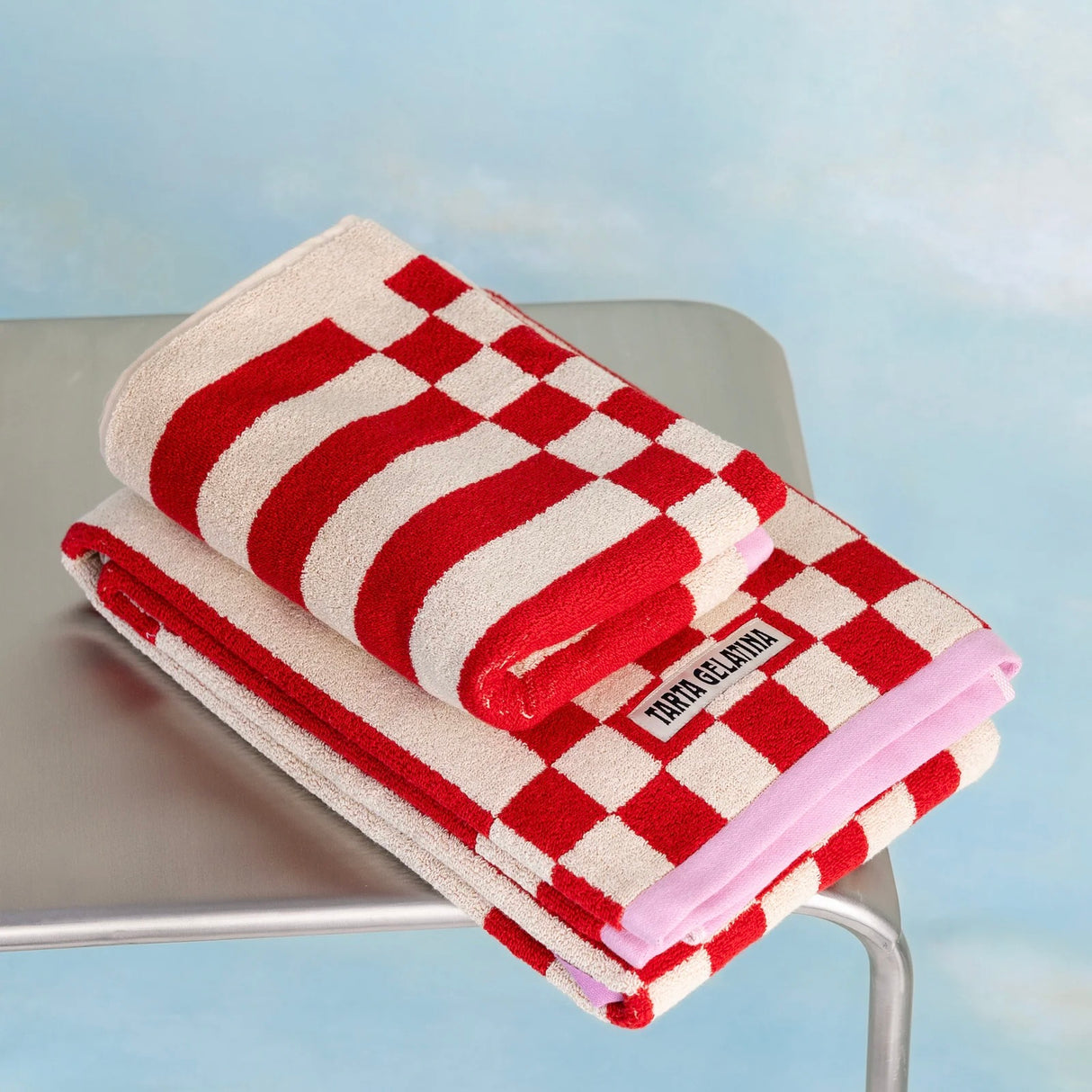 Tarta Gelatina Handtuch “Clubhouse Rot” 50 × 70 cm | Weiche Bio-Baumwolle | Tarta Gelatina