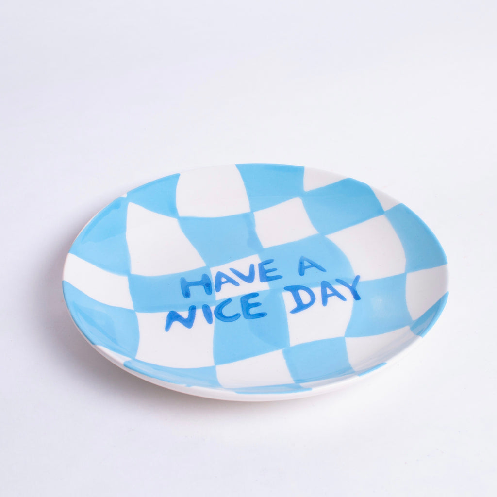 Qué Rico Keramik Dessertteller Qué Rico "Have a nice Day" | Blau Handgefertigt