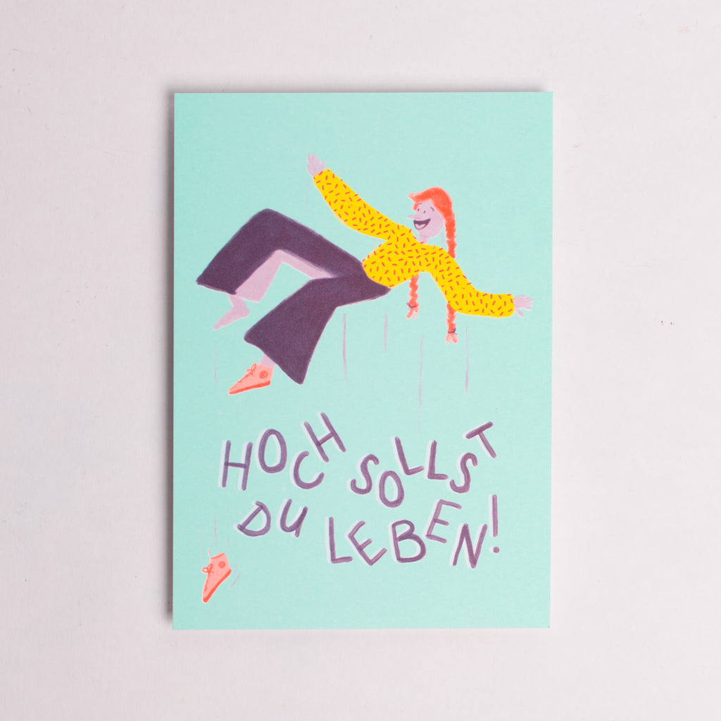 Edition SCHEE Postkarte Edition SCHEE "Hoch sollst du Leben" | Bunte DIN A6 Karte