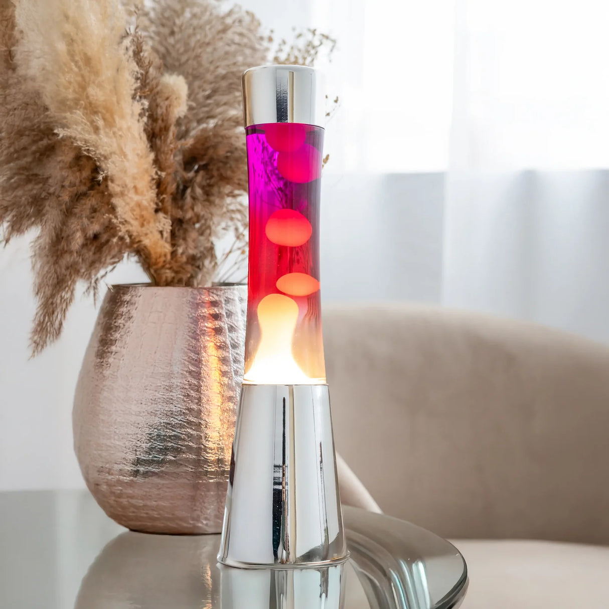 Fisura Lava Lampe „Tower Chrome“ | Red & White | Fisura