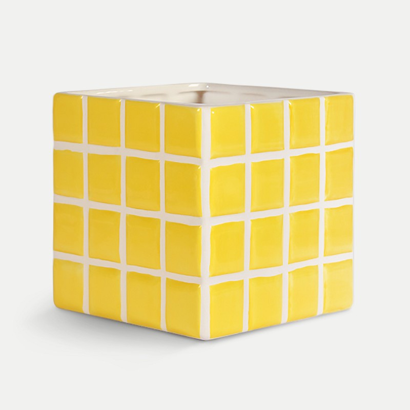 &Klevering Pflanztopf &Klevering “Tile Gelb” | 14 cm | Frischer Look