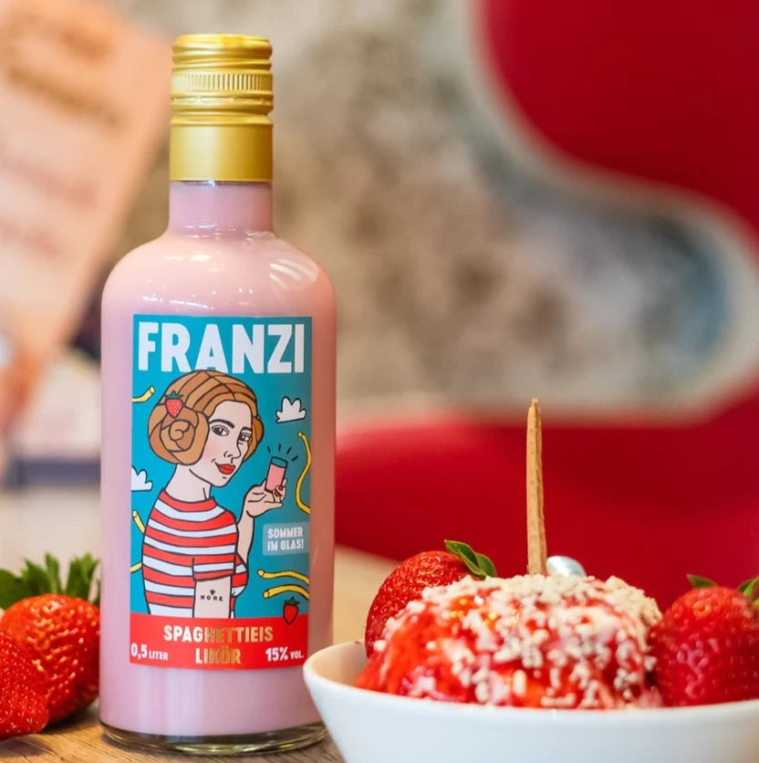 FRANZI Likör Spaghettieis-Likör FRANZI | Sahnelikör aus Hamburg (500 ml, 15% Vol.)