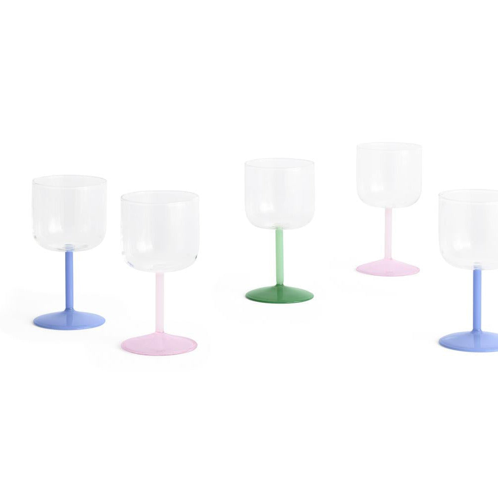 HAY Weingläser „Tint Clear & Light Pink“ 2 Stk. | 2er-Set mit Farbakzent | HAY