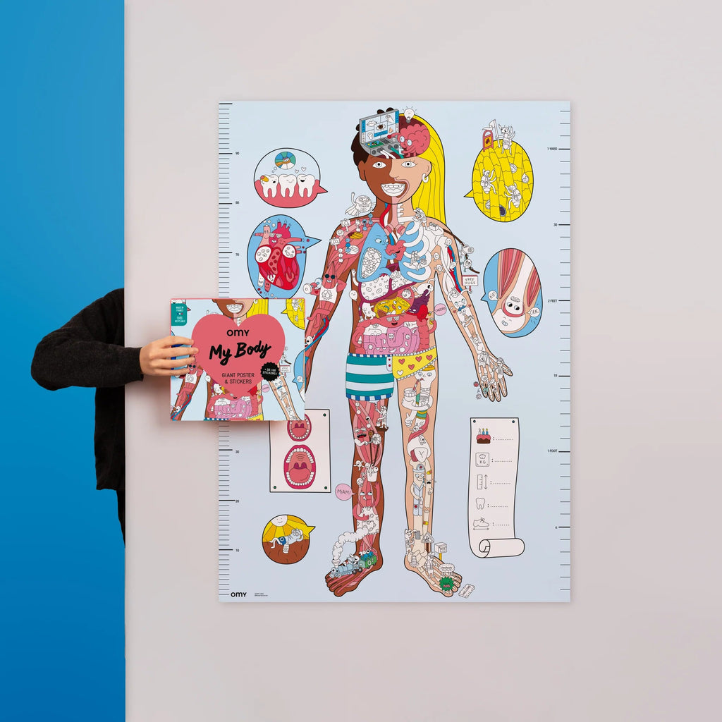 OMY Poster + 100 Sticker "My Body" von OMY | Entdecke den menschlichen Körper kreativ in 70x100cm