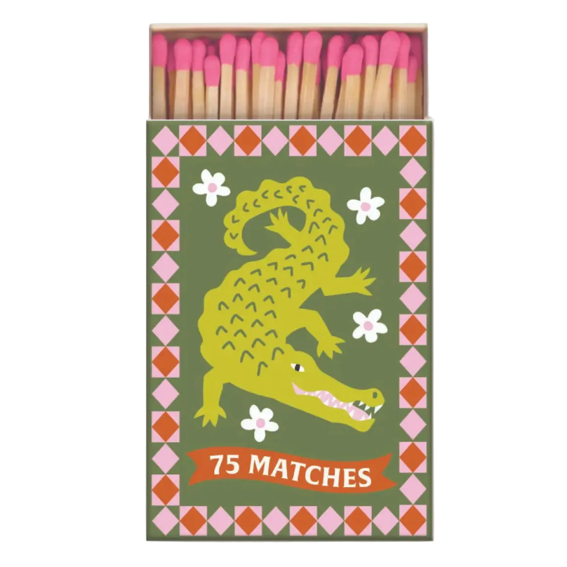 Paddywax Streichhölzer „A dopo Crocodile“ (75 Stk.) | Illustriertes Tiermotiv | Paddywax