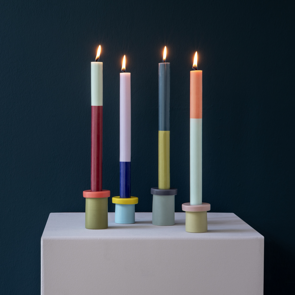 Remember Kerzenhalter-Set "Pippo" von Remember | 4 Kerzenhalter aus matt glasiertem Porzellan in zwei verschiedenen Höhen