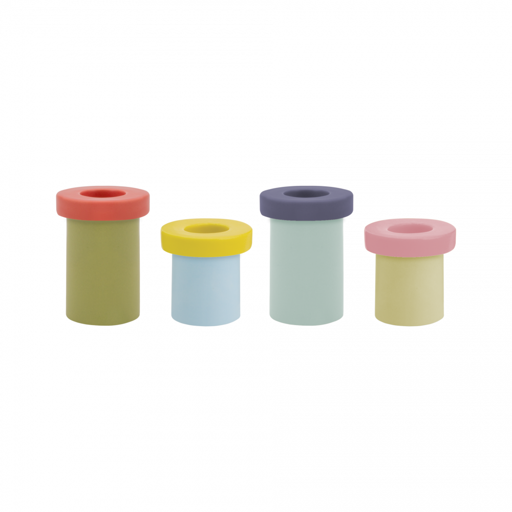 Remember Kerzenhalter-Set "Pippo" von Remember | 4 Kerzenhalter aus matt glasiertem Porzellan in zwei verschiedenen Höhen