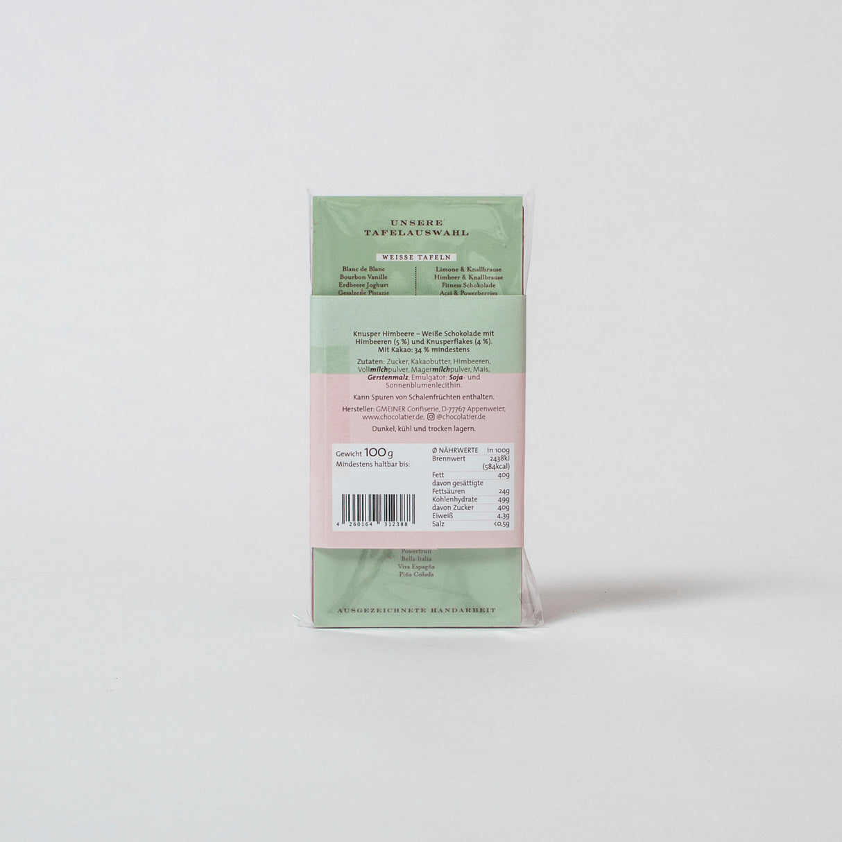 Confiserie Gmeiner Schokolade „Knusper Himbeere“ (100g) | Confiserie Gmeiner | Knuspriger Genuss