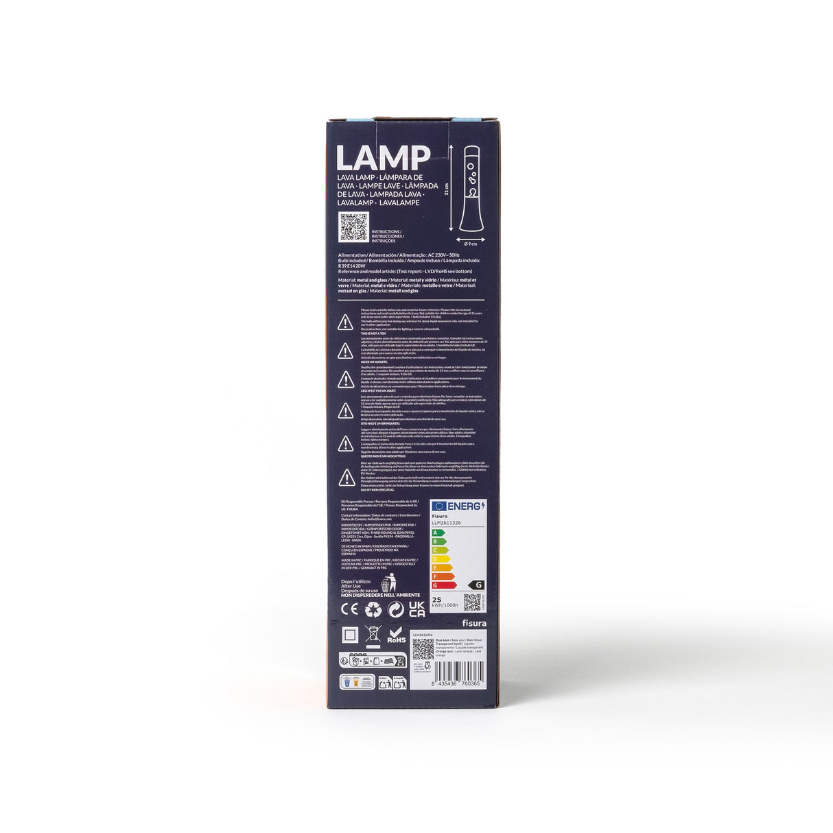 Fisura Lava Lampe „Mini Blue & Orange“ | Kompakt mit Farbe | Fisura