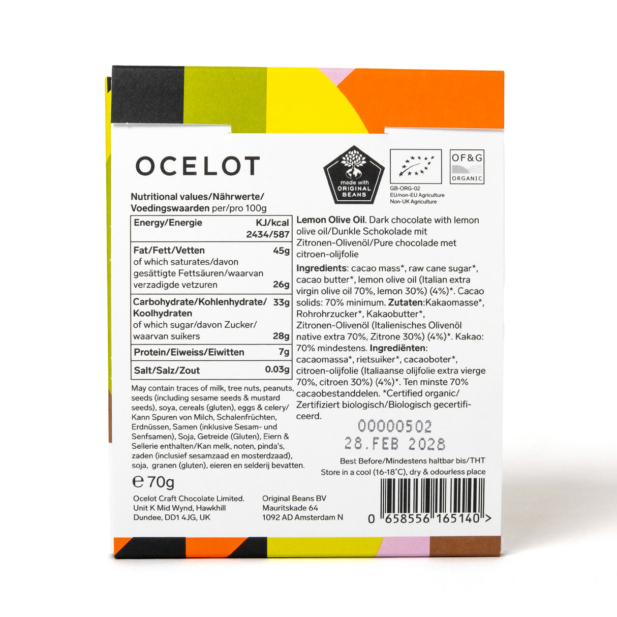 Ocelot Schokolade „Dunkle Schokolade mit Zitronen-Olivenöl“ | Ocelot
