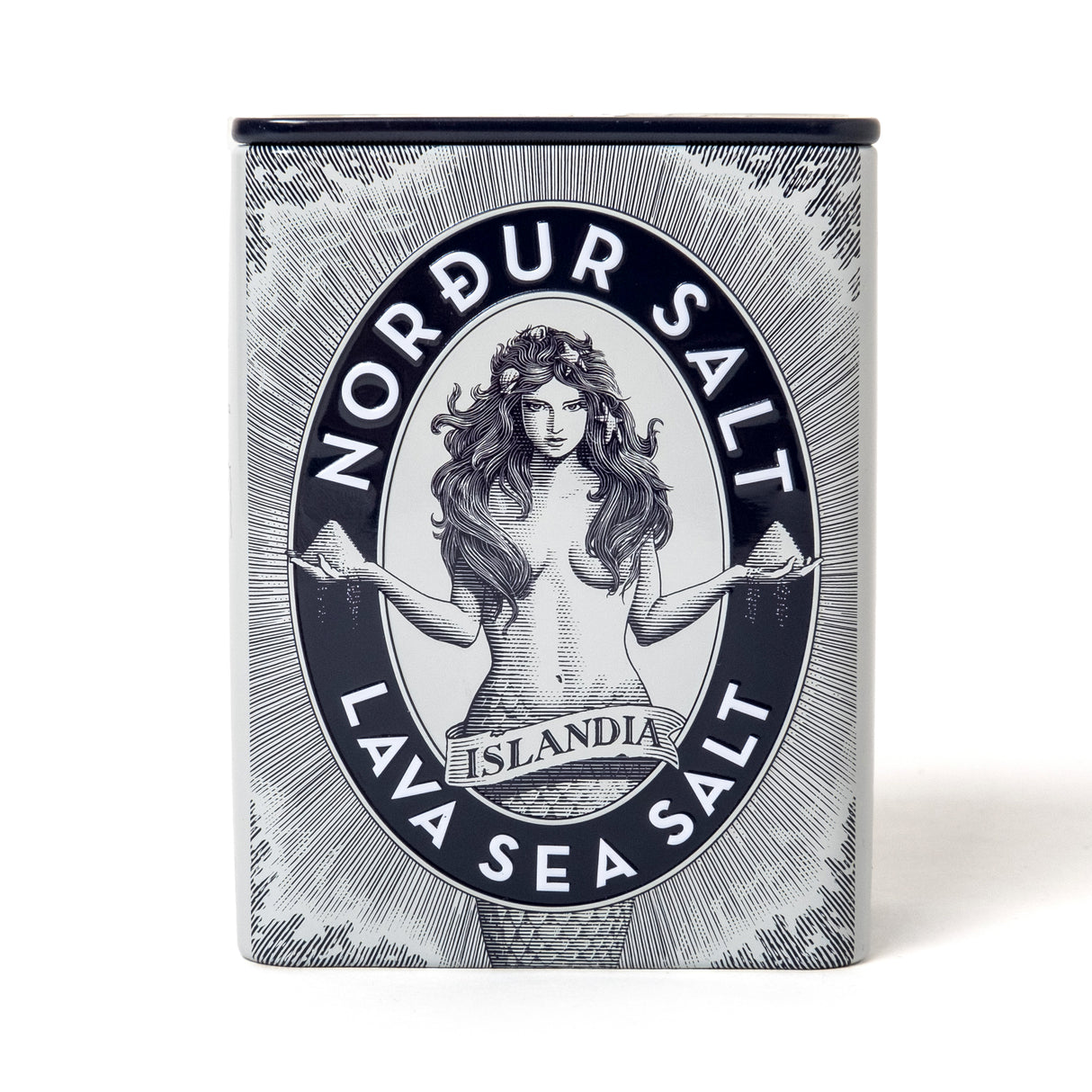 Nordur & Co Meersalzflocken Lava Metalldose 100g | Schwarzes Salz | Nordur & Co
