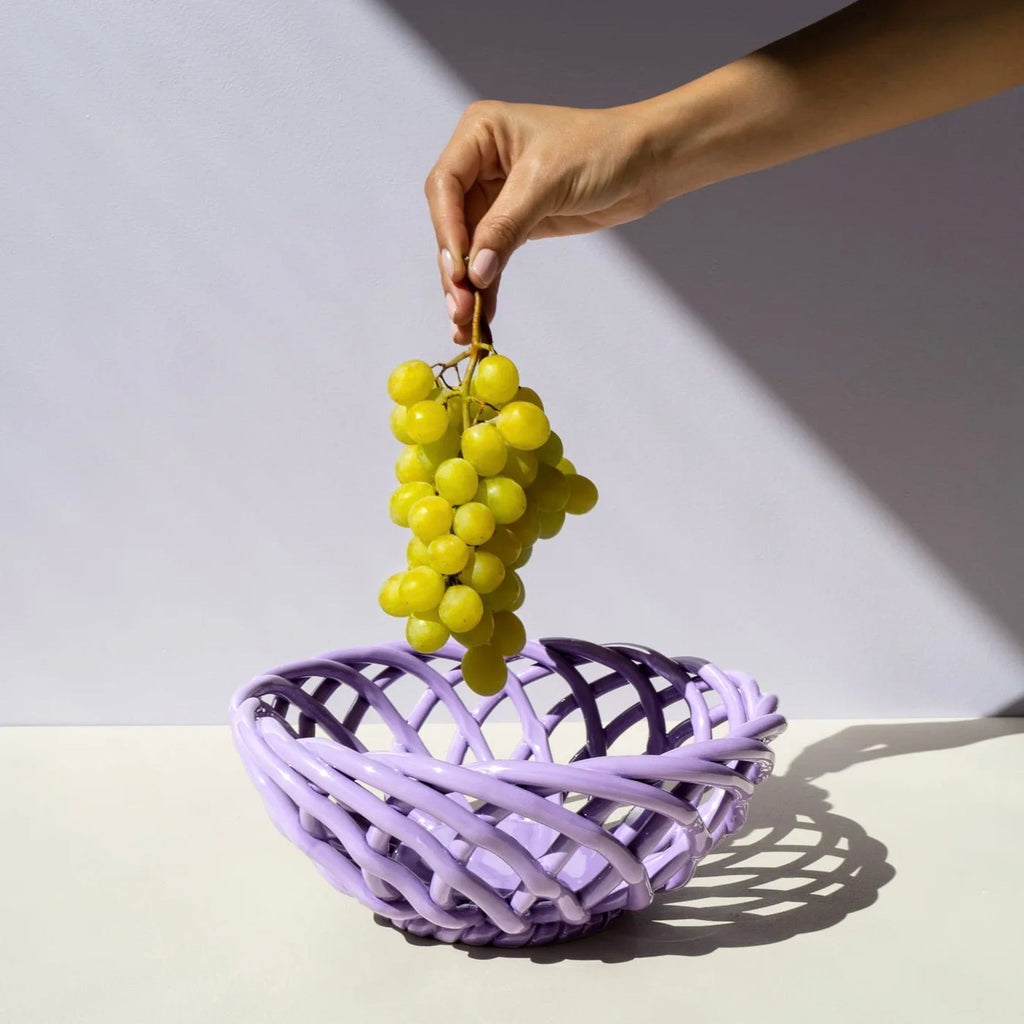 OCTAEVO Schale "Basket Sicilia Large (Lilac)"| Obstkorb aus Keramik in lila