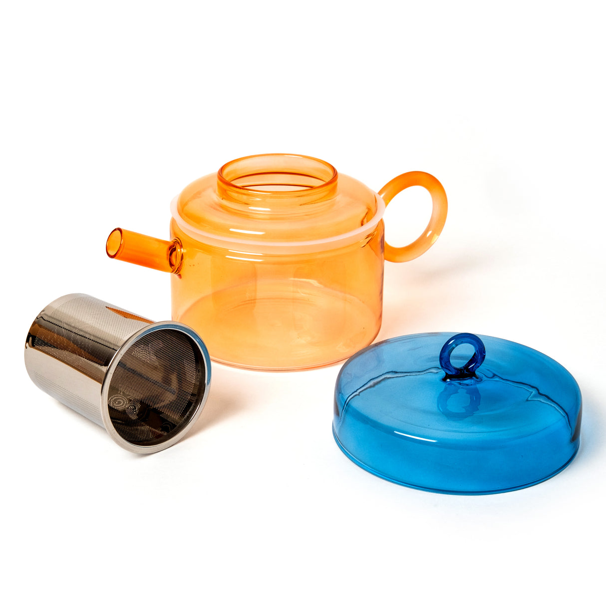 WD Lifestyle Teekanne “Glas Blue & Orange” 0,8 l | Modernes Design | WD Lifestyle