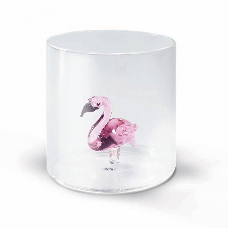 WD Lifestyle Glas “Flamingo” 250 ml | Tropisches Design | WD Lifestyle