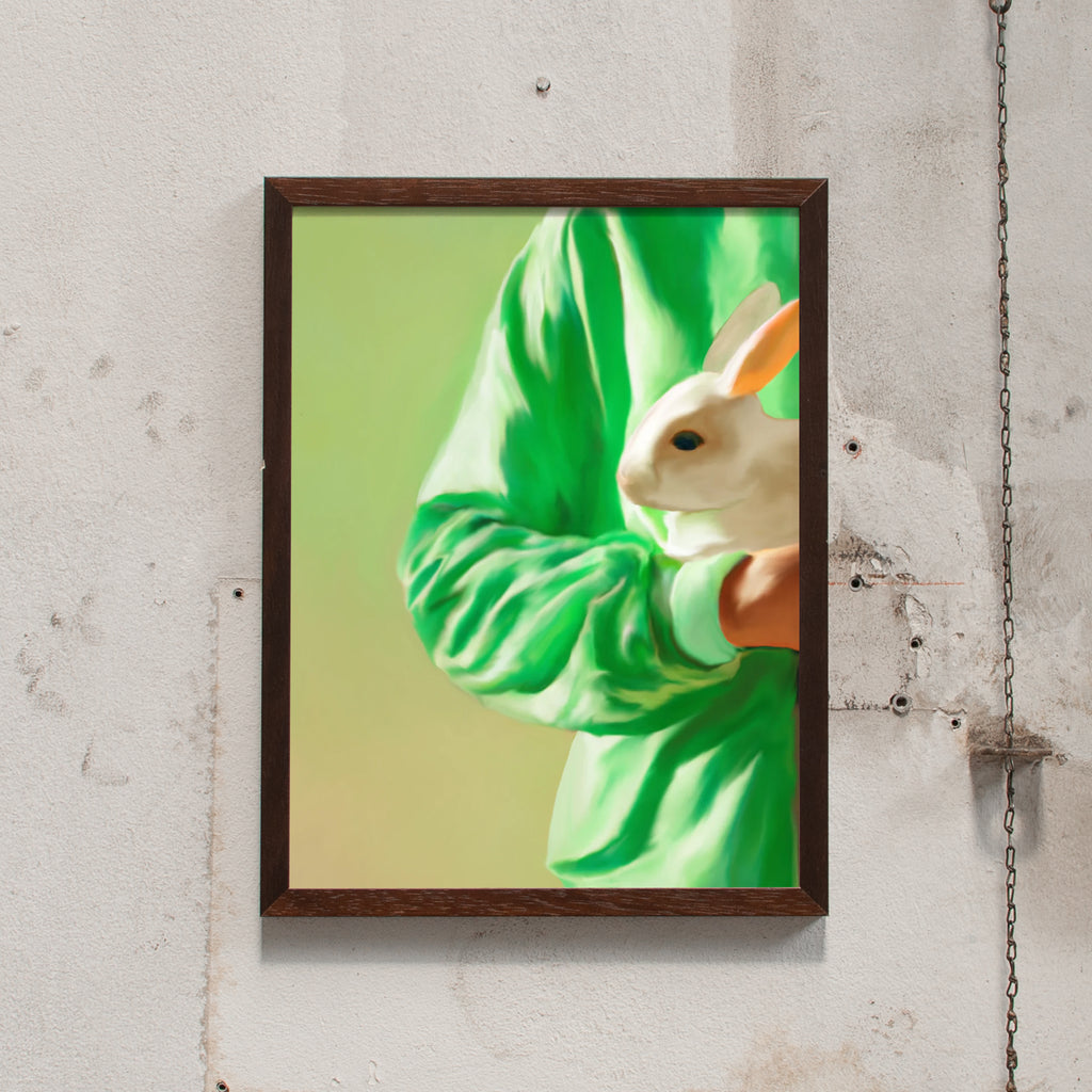 Misfitting Things White Rabbit (30 x 40 cm) | Fine Art Print von Misfitting Things wenge