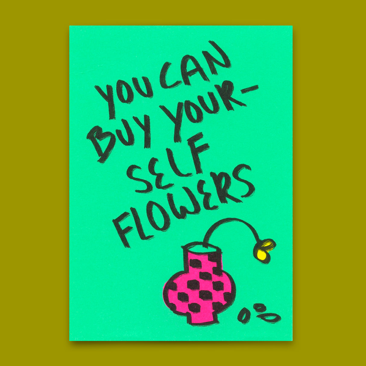 Deli Cards Postkarte "Buy yourself flowers" | Lustige Karte für jeden Anlass