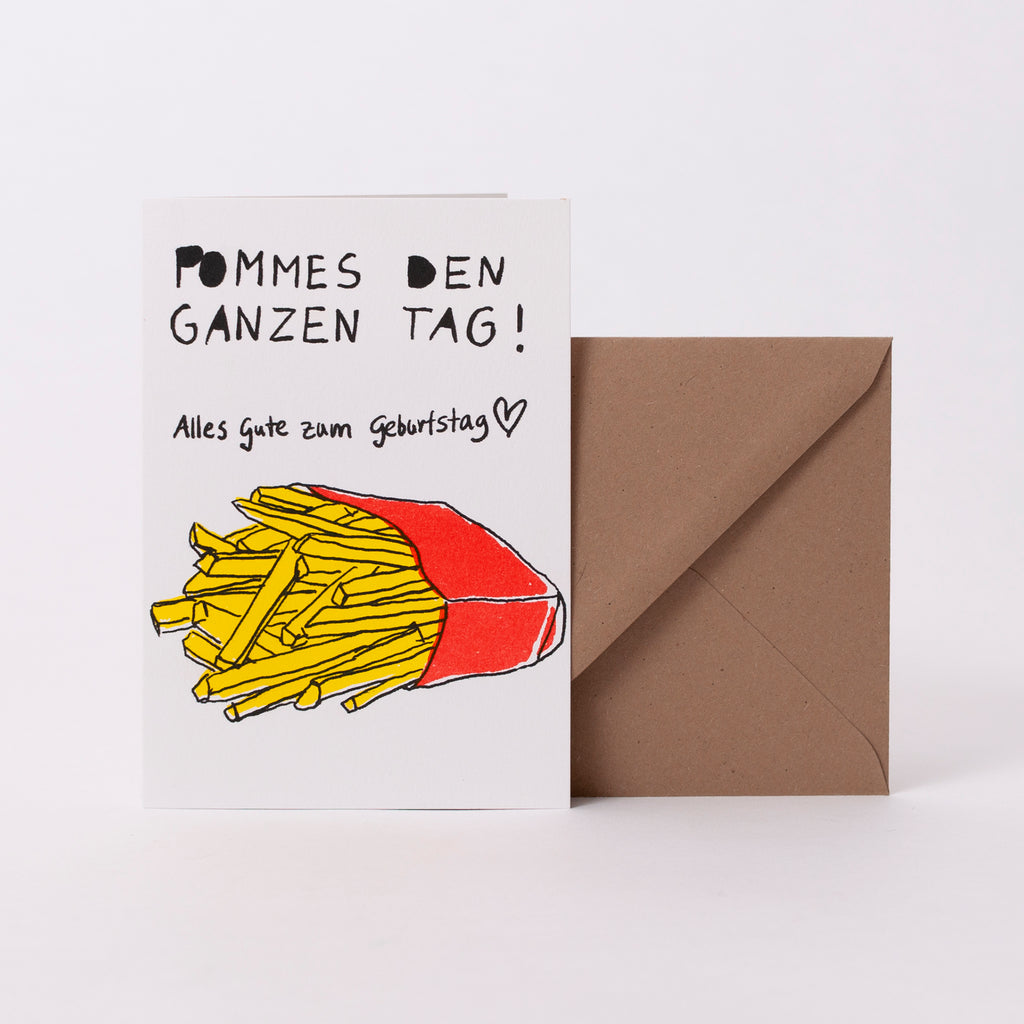 Superjuju Grußkarte "Happy Birthday Pommes" von Superjuju | Din-A6 Klappkarte mit passendem Umschlag