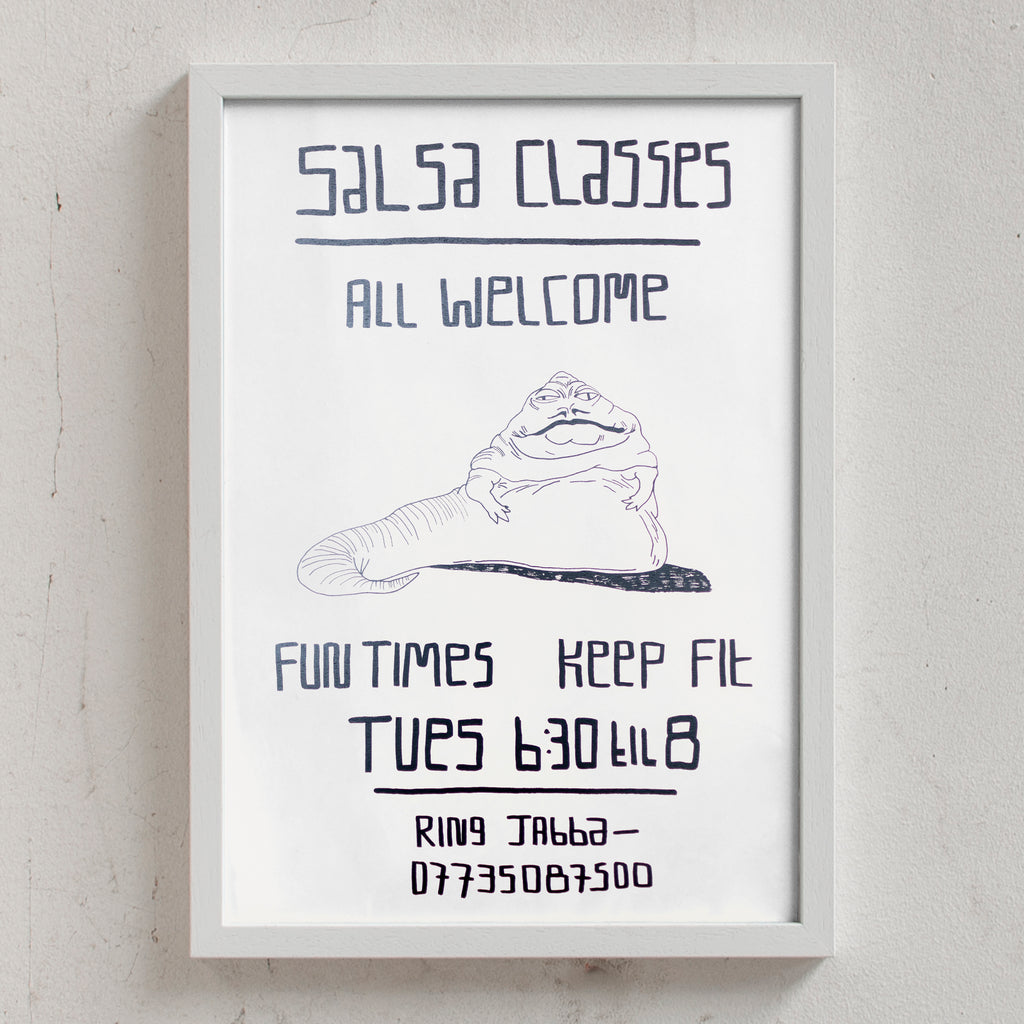 HAPPY HOUR PRINTS Jabba's Salsa Lessons (Din A3) weiß