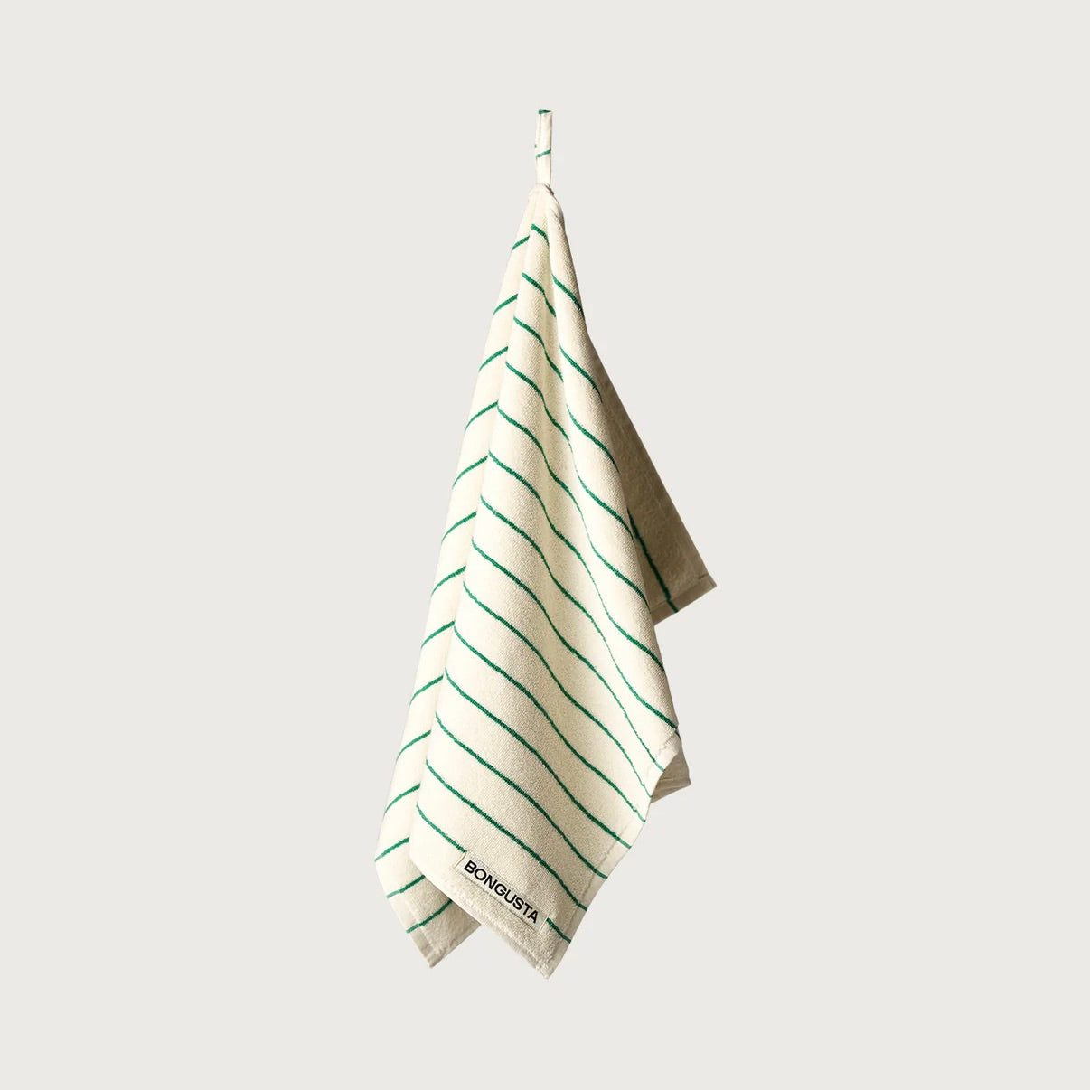 BONGUSTA Badelaken BONGUSTA “Naram Pure White & Grass” | 100x150 cm | Sanfte Farben