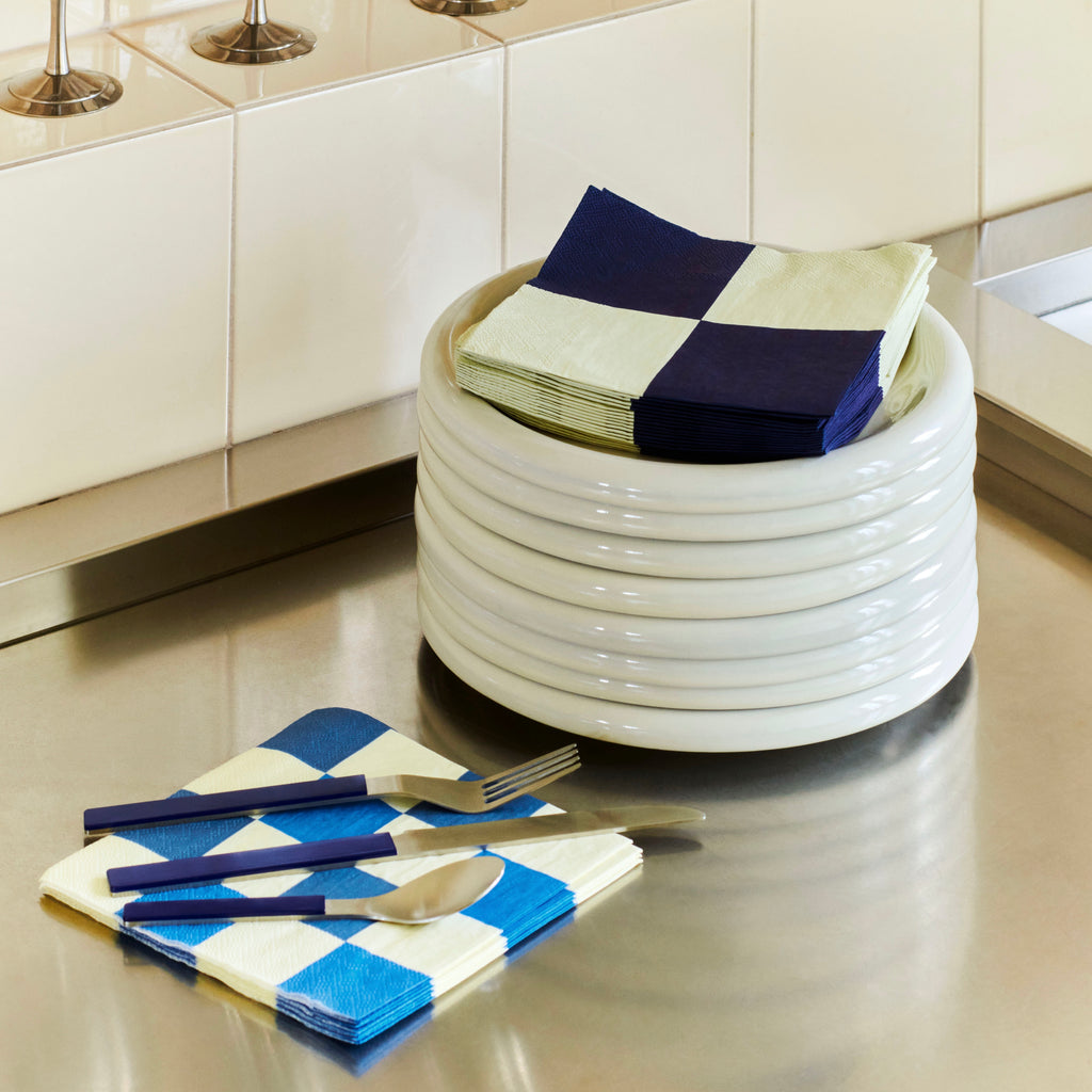 HAY Servietten „Off-White & Blues M Check“ | Set mit 20 Stück | HAY